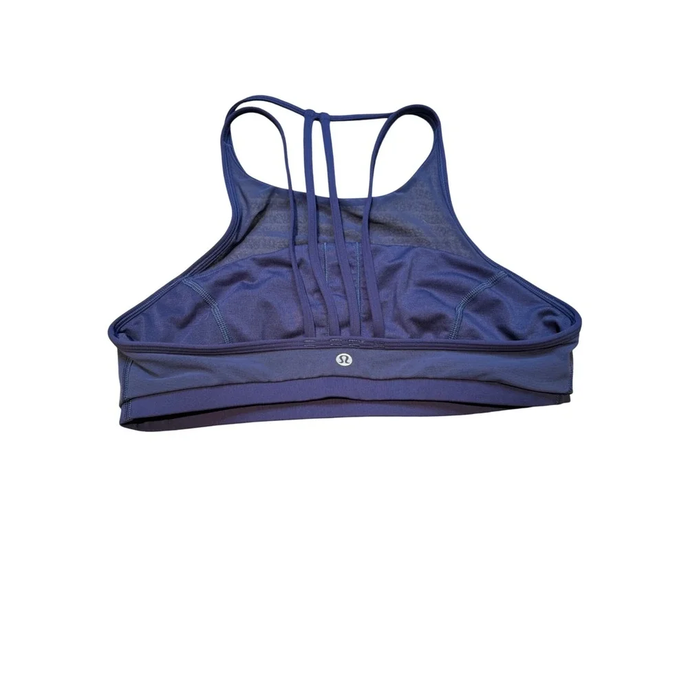Lululemon Free To Be Serene Bra High Neck Purple Mesh Strappy‎ Yoga Bra Size 8